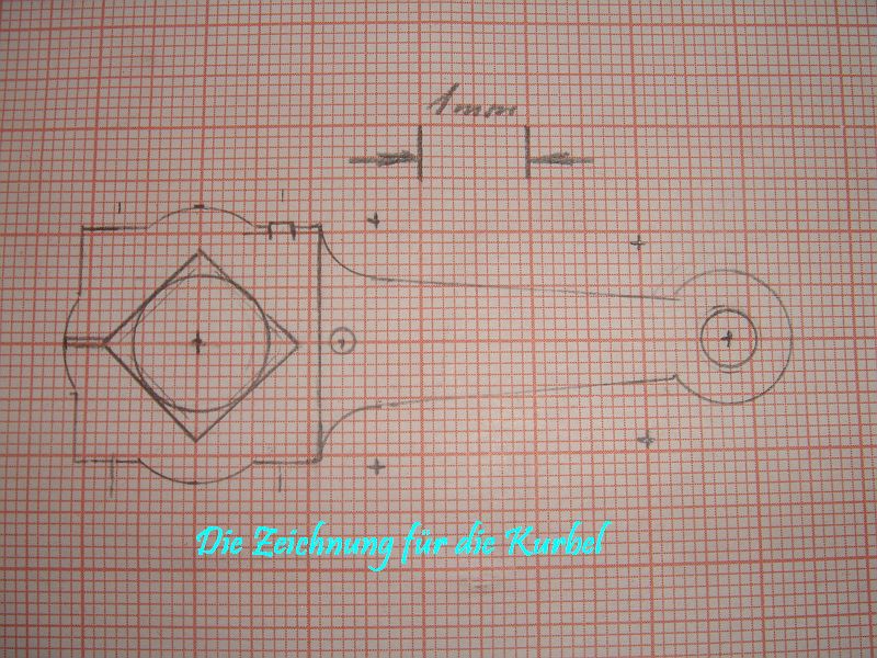 Die Zeichnung für die Herstellung der Kurbel